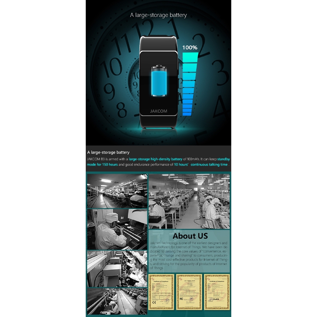Đồng hồ đeo tay thông minh bluetooth JAKCOM B3 OLED có thể đo nhịp tim tiện dụng
