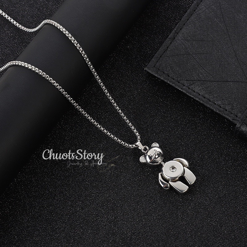Vòng cổ titan không gỉ hình Gấu Teddy, dây chuyền nam nữ unisex cá tính- VCT0019 - ChuotsStory