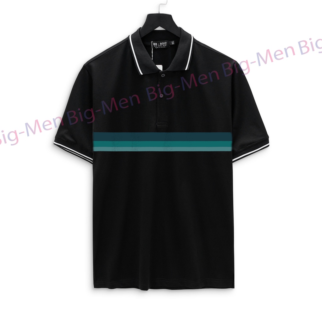 [bigsize] Áo thun polo cotton 100% in ngang phối màu đẹp 85-140kg