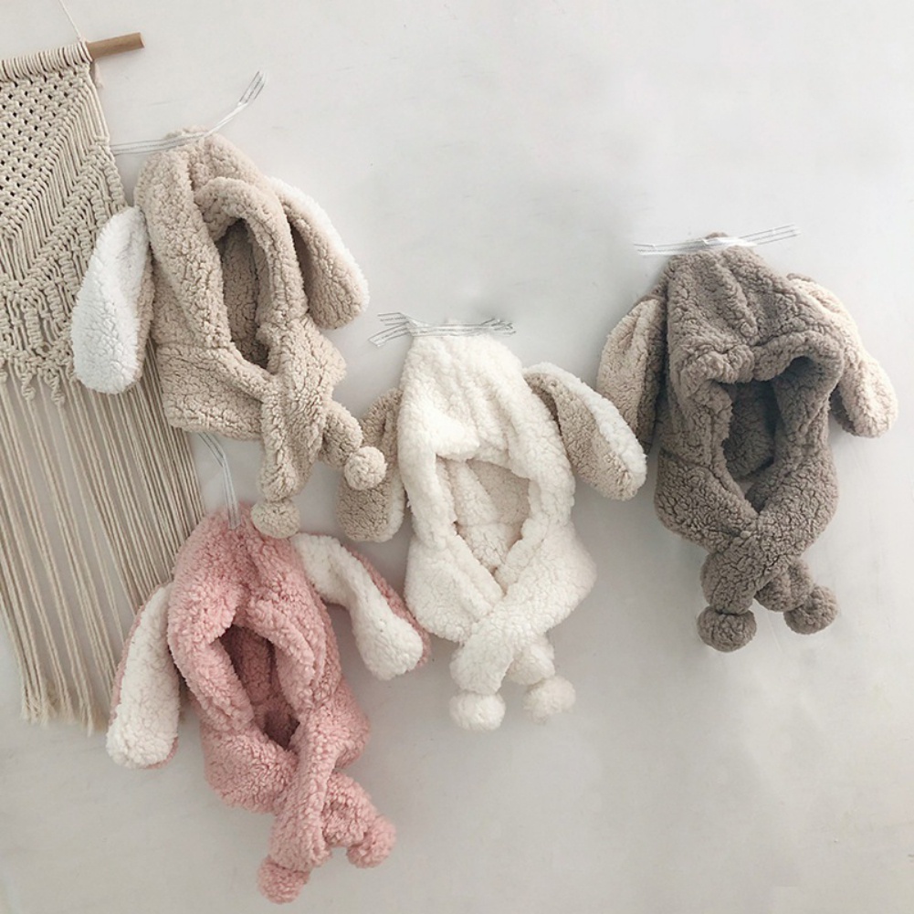 Nón trùm đầu kiêm khăn choàng cổ mùa đông bằng vải bông dày dặn in họa tiết hoạt hình dễ thương cho bé