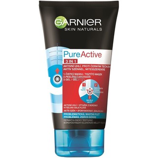 Sữa rửa mặt ngăn ngừa mụn, cho da nhờn than hoạt tính Garnier  pure active 3 in 1   cho nam