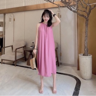 Váy sát nách nhúm ngực chất đũi 3 màu