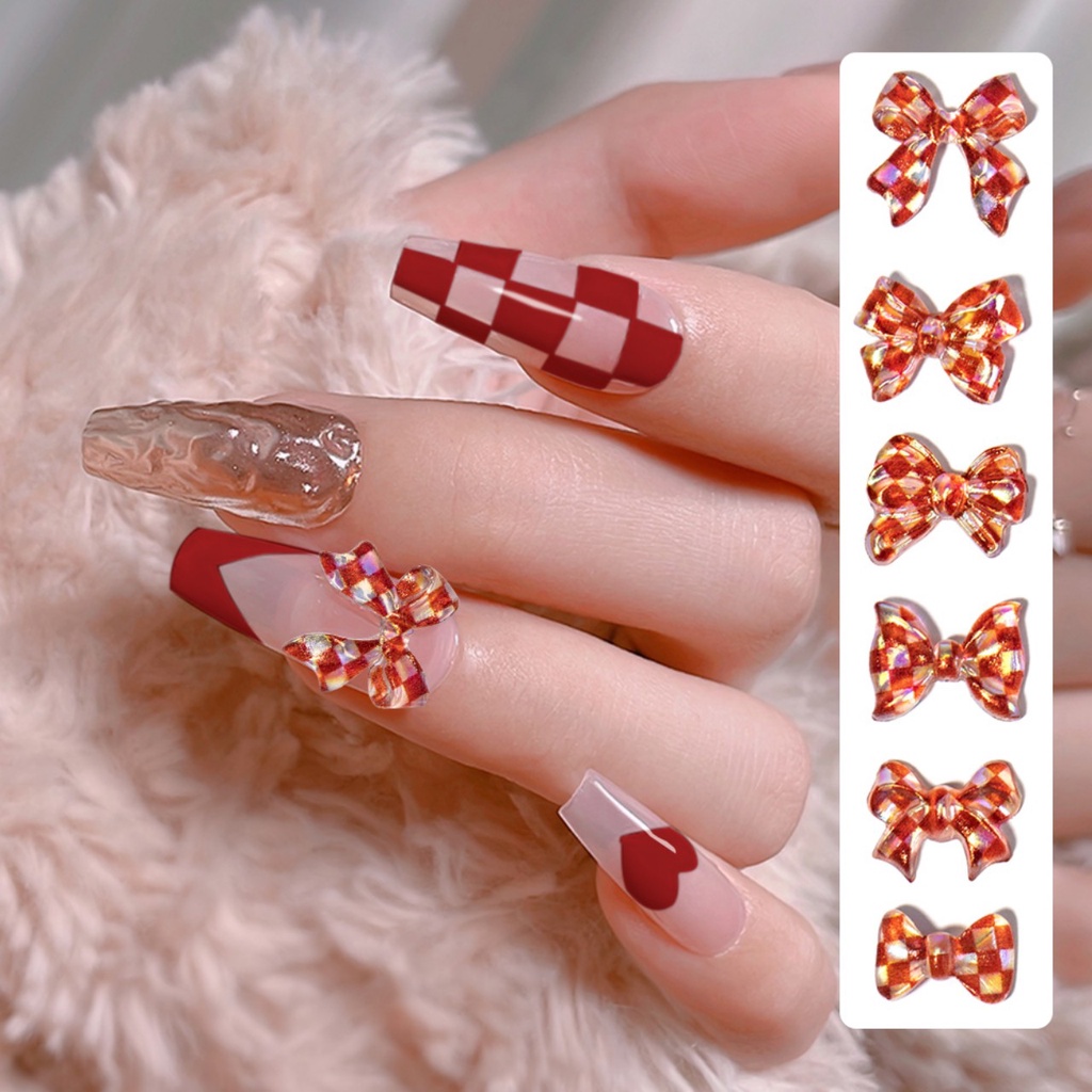 Set charm nơ nhựa trang trí móng tay 3D - Set 12 nơ