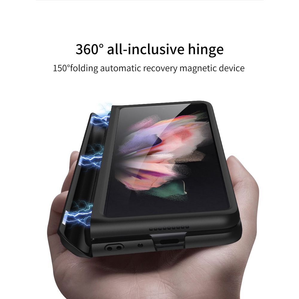 Bao Da Điện Thoại Nắp Gập Từ Tính Có Giá Đỡ 3 Ngăn Cho Samsung Galaxy Z Fold 3 Fold3 W22
