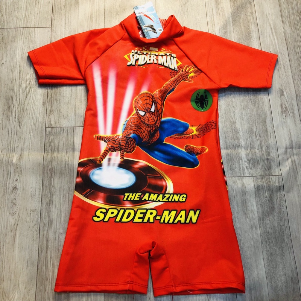 Đồ bơi bé trai liền thân hoạt hình spiderman từ 3-12 tuổi vải chất lượng cao, thoải mái năng động