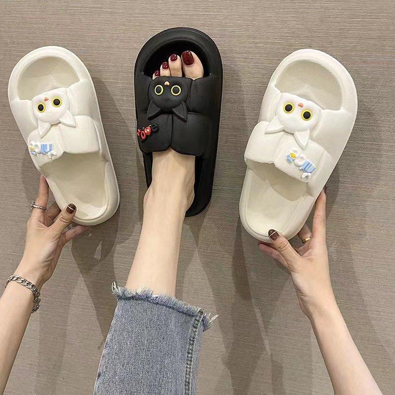 Dép bánh mì Chao có hình MÈO cho nam nữ siêu nhẹ đế cao 3cm