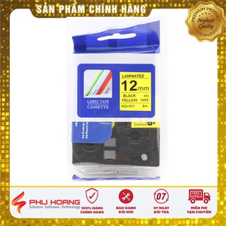 Băng nhãn Brother Nhãn in Hze-631 , 12mm*8m, chữ đen nền vàng, Black on Yellow