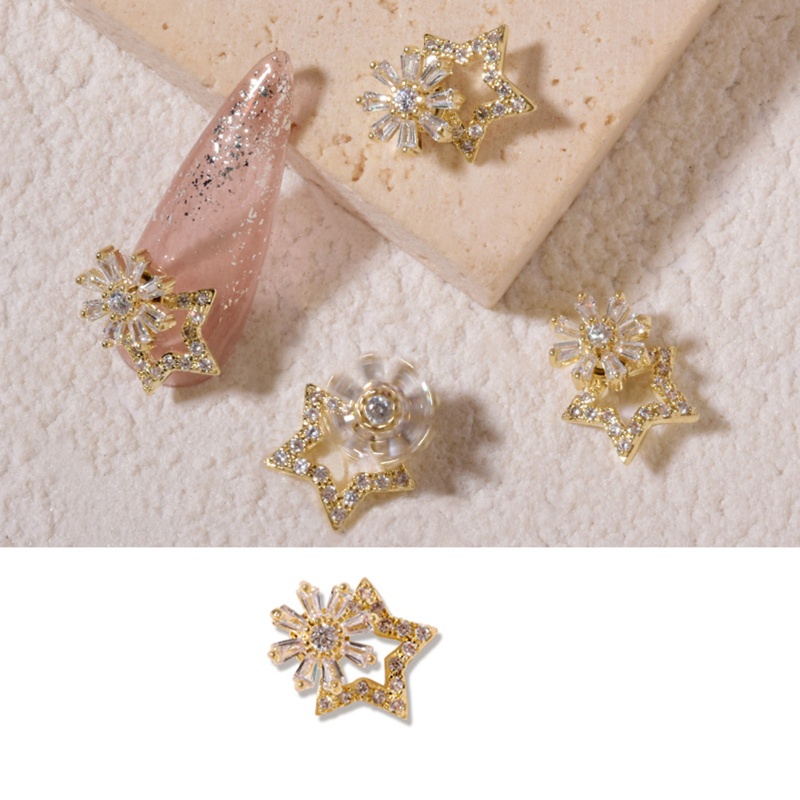 Hộp Phụ Kiện Trang Trí Móng Tay 3D Hình Bông Tuyết Xoay Được