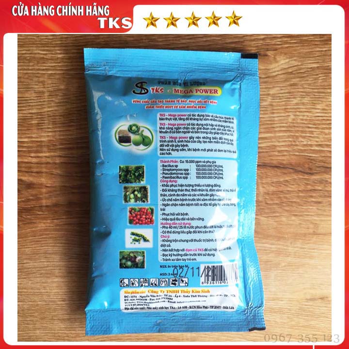 TKS- MEGA POWER: Phòng Trừ Thán Thư, Thối Nhũn, Vàng Lá, Phấn Trắng, Bã Trầu, Sương Mai - Gói 40gr