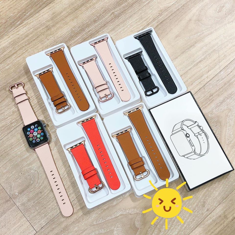 Dây da sần mềm khoá tròn cao cấp dành cho đồng hồ thông minh iWatch Series 1/2/3/4/5/6/SE size 38mm 40mm 42mm 44mm