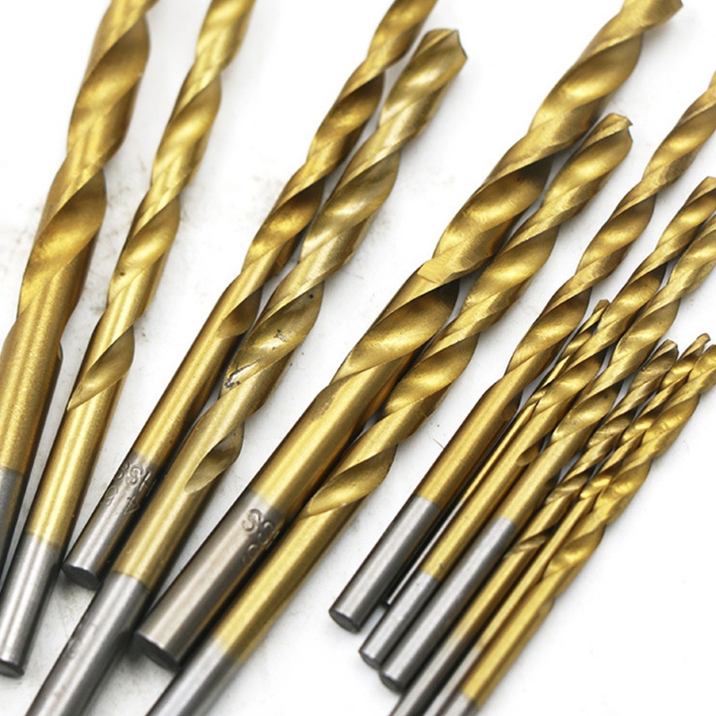 Set 13 mũi khoan xoắn chui thẳng HSS thép tốc độ cao cho máy quay khoan gỗ kim loại