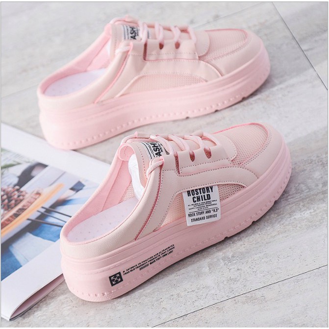 Giày thể thao hở gót da cao cấp siêu mềm màu trắng ,kem ,hồng | BigBuy360 - bigbuy360.vn