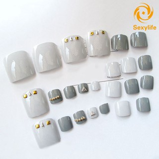 Bộ 24 móng chân giả họa tiết 3D