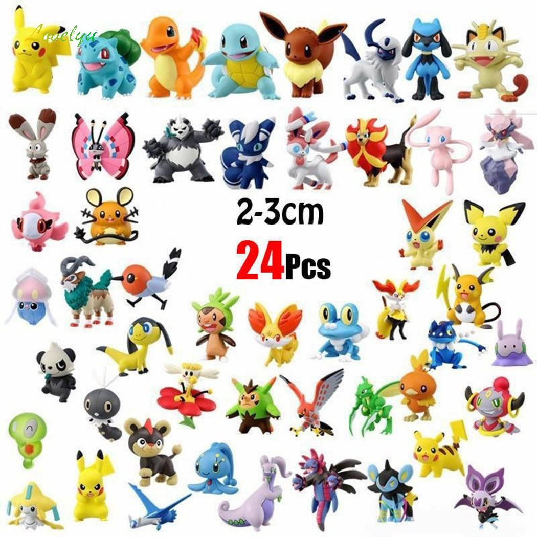 POKÉMON Set 24 Mô Hình Nhân Vật Pokemon Bằng Nhựa Abs 100% Chất Lượng Cao