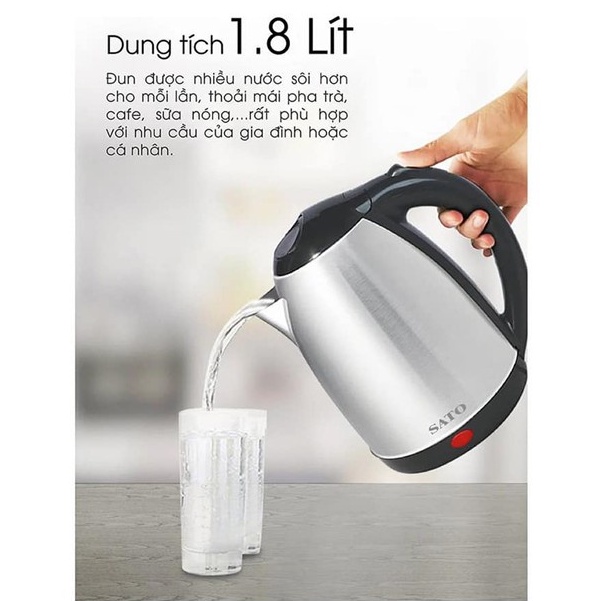 Ấm siêu tốc mini Electric Kettle 1L8 hàng cao cấp BH 1 đổi 1