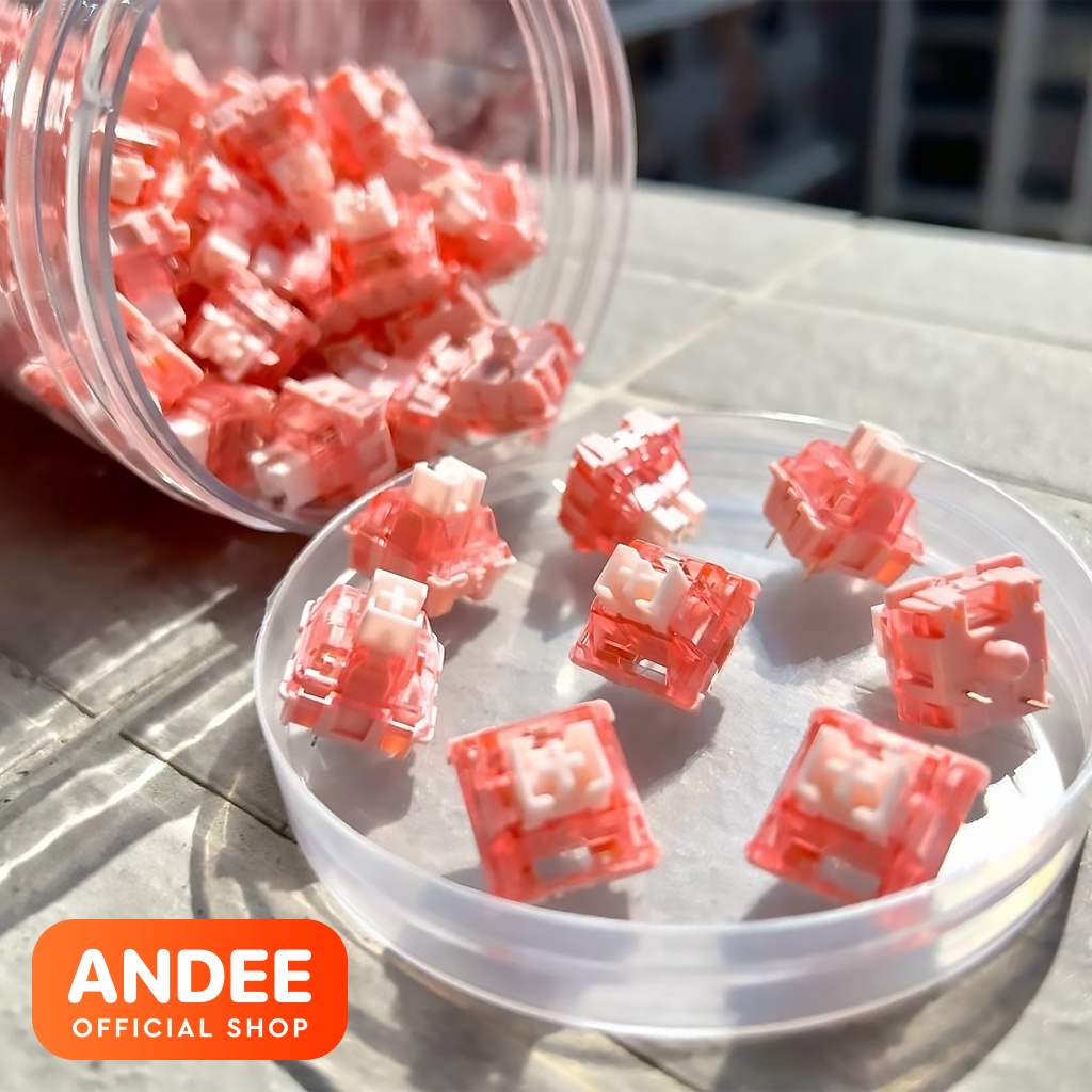 Jelly Strawberry Dâu v2 bán lẻ công tắc phím cơ tuyến tính lò xo 52g có lube sẵn siêu mượt