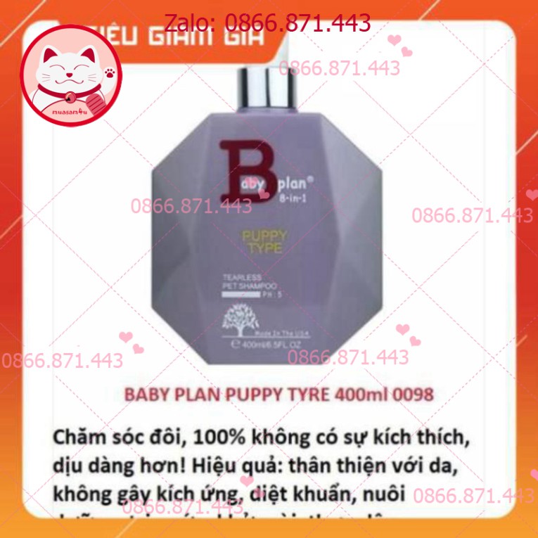 ⚡𝐅𝐑𝐄𝐄𝐒𝐇𝐈𝐏⚡ [GIẢM GIÁ] Sữa Tắm Dầu Xả Nước Hoa 8 IN 1 Baby Plan cho chó mèo - petshop số 01