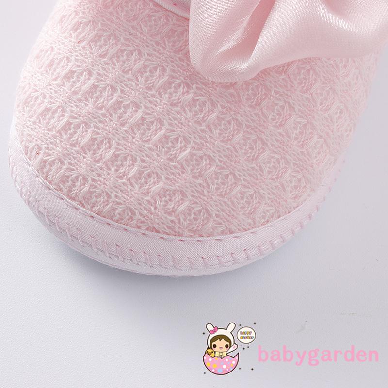 Giày Tập Đi Màu Trơn Đính Nơ To Màu Hồng/Trắng/Đỏ/Vàng Dễ Thương Cho Bé Gái