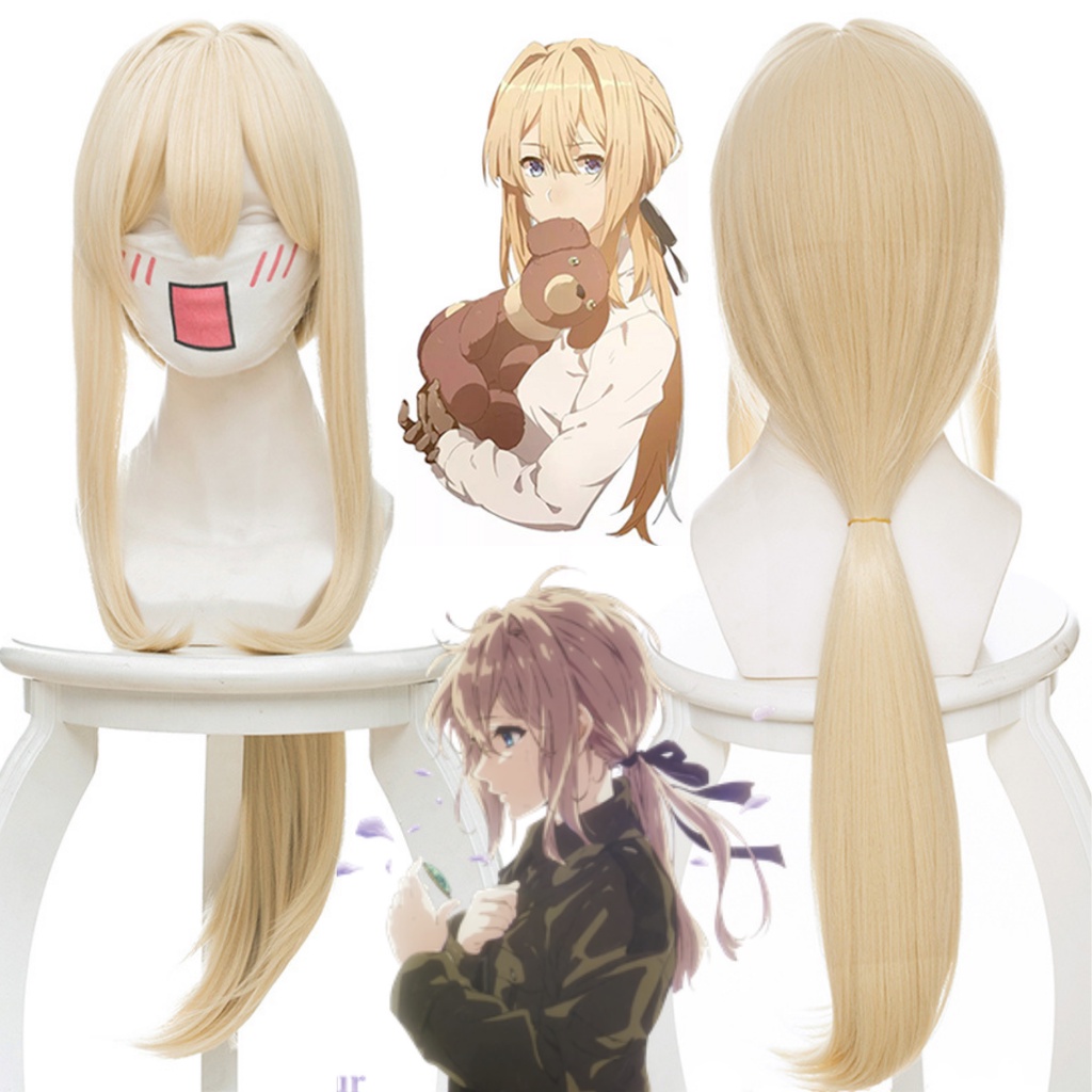 Wig/tóc giả cosplay Violet Evergarden màu vàng sữa