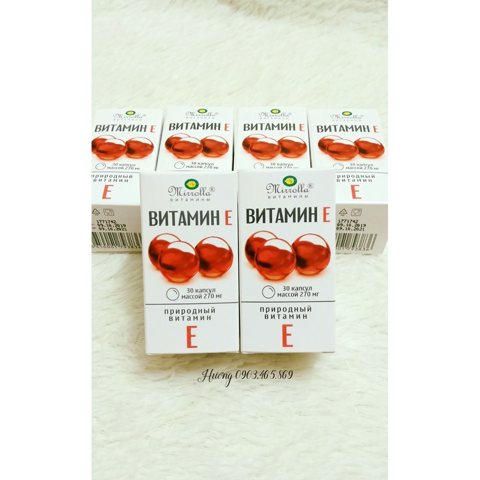 Vitamin E đỏ Mirrolla 270mg Nga, trẻ hóa chống lão hóa da
