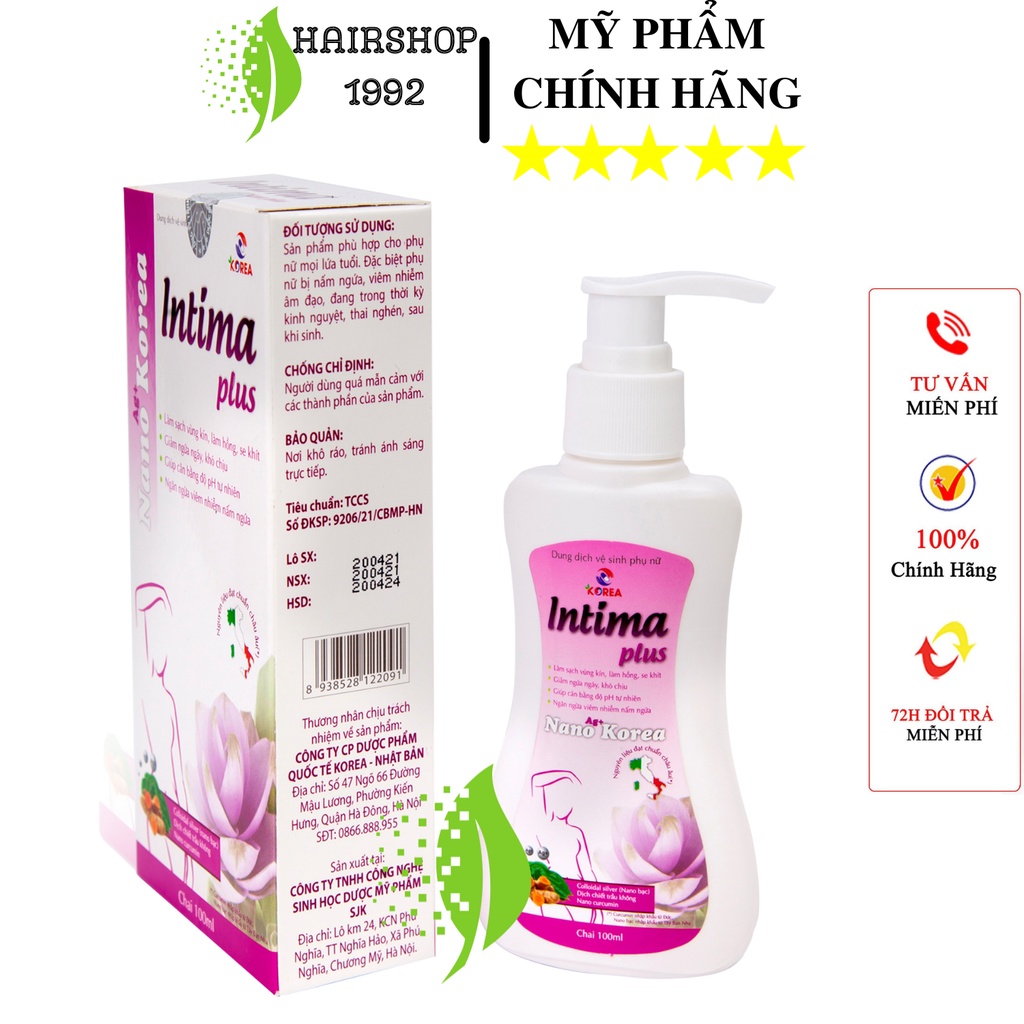 Dung Dịch Vệ Sinh Phụ Nữ Intima Plus 150ml Dạng Gel , nước rửa phụ khoa se khít vùng kín kháng khuẩn khử mùi hôi