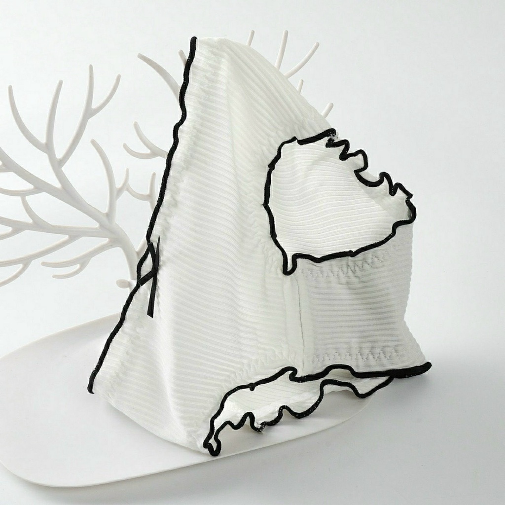 Quần lót nữ,QL100- quần lót cotton gân tăm bèo nhúm xinh xắn