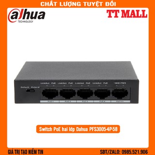 Switch PoE hai lớp Dahua PFS3005-4P-58- Bảo hành chính hãng 18 tháng .