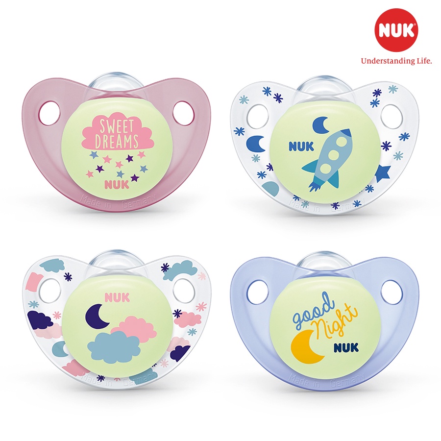 Bộ 2 ti giả NUK Silicone Night/Day Phát Sáng