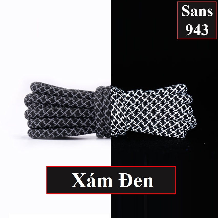 Dây giày dạ quang phản quang bản tròn Sans943 buộc giầy cao cổ boot thể thao cột sneaker nam nữ dài 1m 1m2 1m4 1m6 1m8