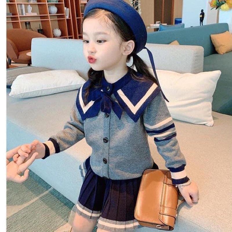 Set áo len thuỷ thủ+ cv xoè