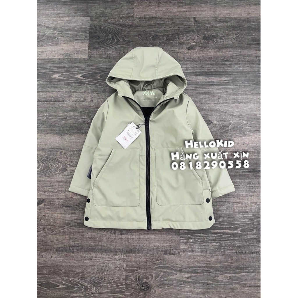 A450 - Áo khoác raincoat xanh trần bông cho bé