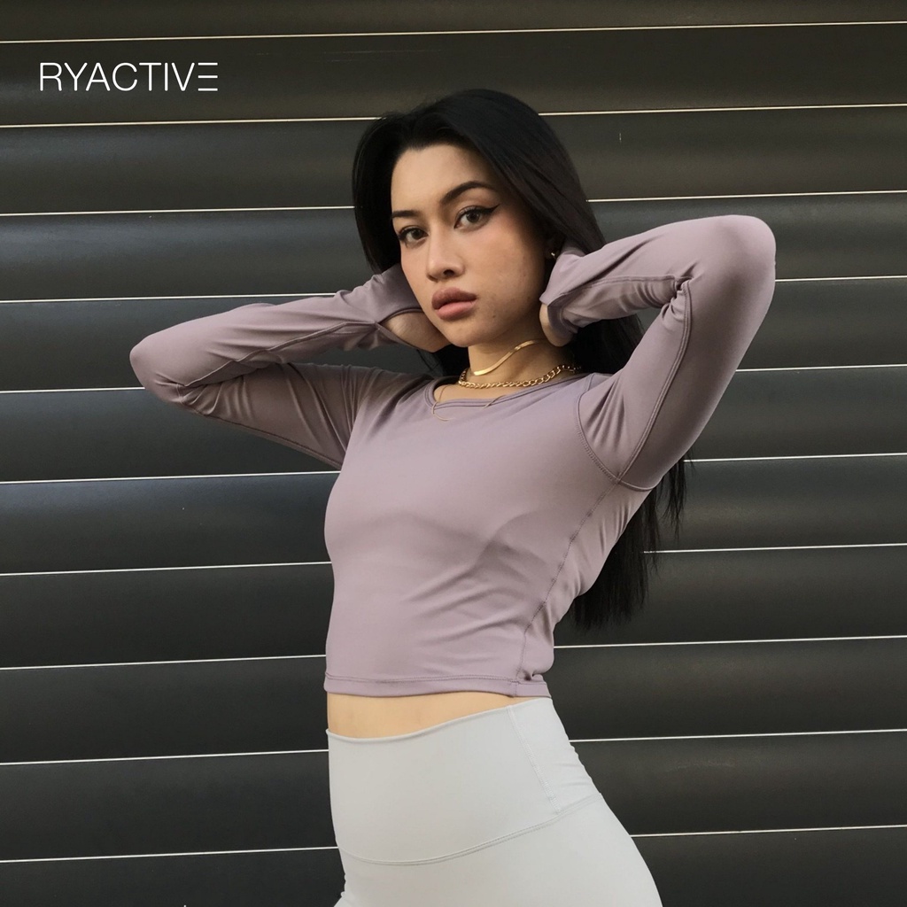 Áo thun tay dài RYACTIVE - RYASOFT LONGSLEEVES CROPTOP Light purple