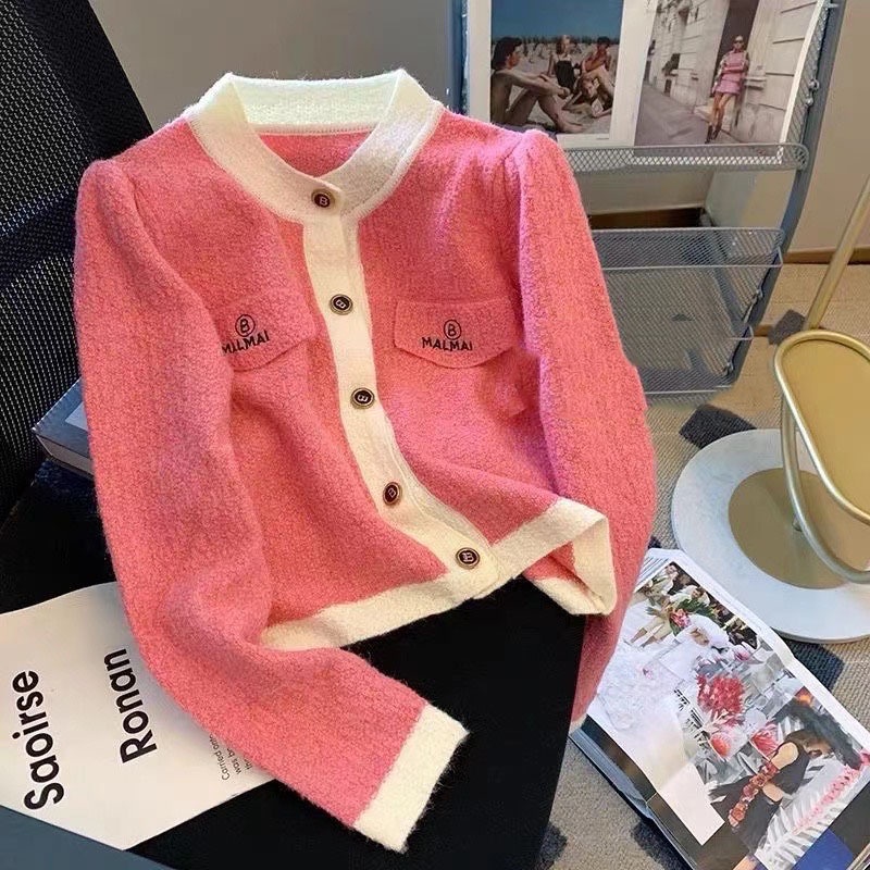 Xiaoxiangfeng Áo Khoác Cardigan Dệt Kim Phối Khóa Kim Loại Thời Trang Mùa Thu Cho Nữ