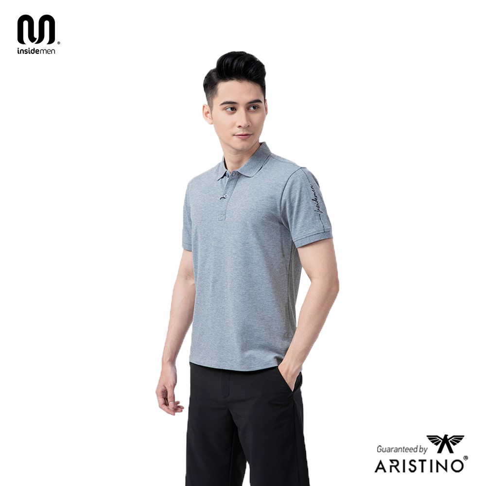 Áo phông nam INSIDEMEN màu xám, chất liệu tự nhiên thoáng khí, thấm hút tốt - IPS001S1