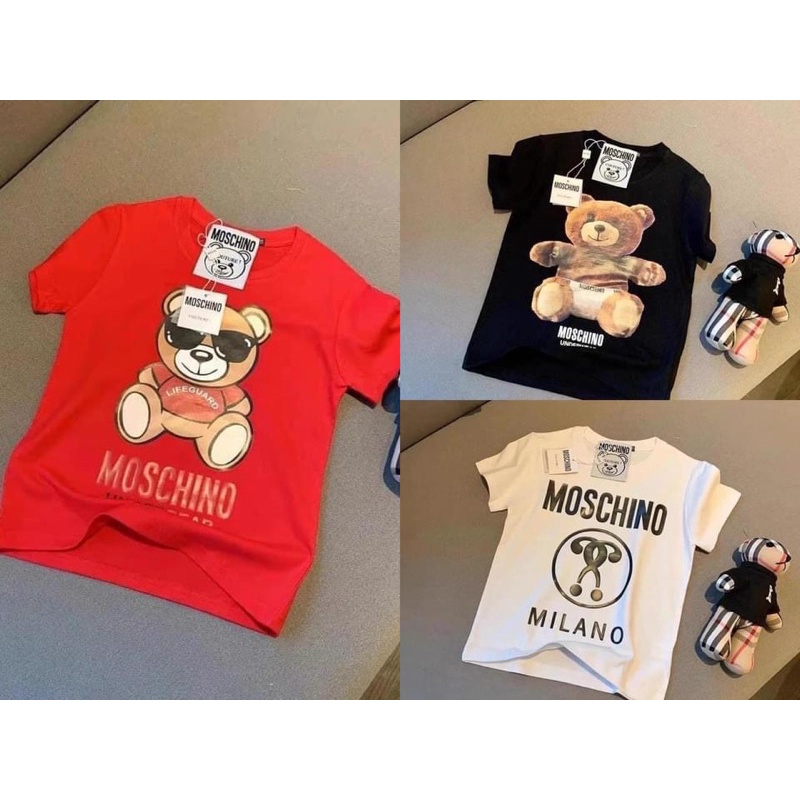 Áo Bé Gái, Set 3 Áo Phông In Gấu Moschino Cộc Tay Xinh Xắn - Nhà Cam