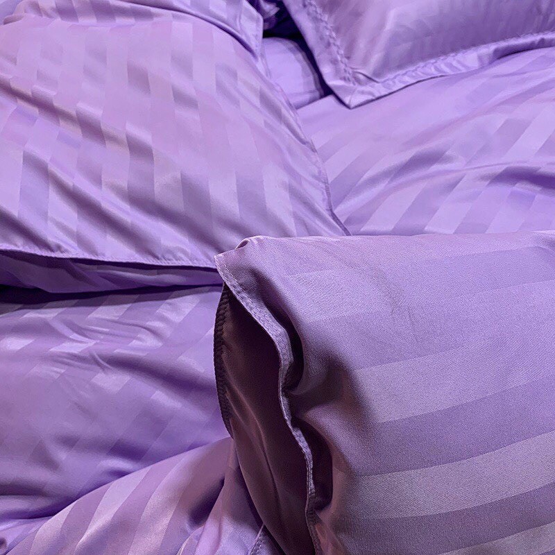 Bộ Chăn Ga Gối Khách Sạn Cotton 3F - Màu Tím