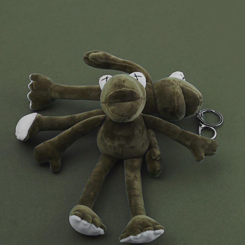 Móc khóa gấu bông ếch xanh, móc cài balo hình ếch chân dài