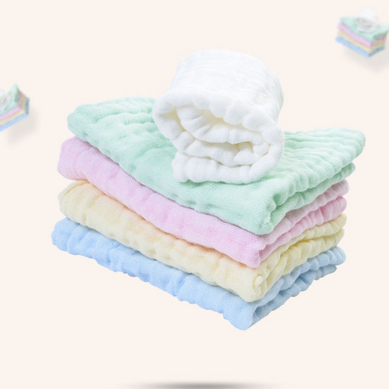 Khăn tắm lay tay mặt bằng vải cotton gai hình vuông màu trơn dành cho bé