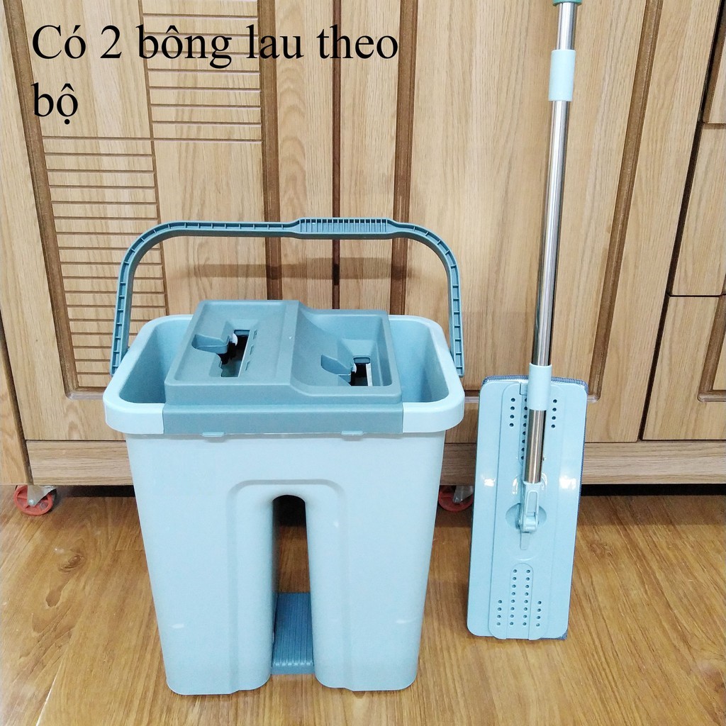 Bộ Cây Lau Nhà, Chổi Lau Nhà Thông Minh Tự Vắt 360 Độ (SIZE ĐẠI) Cao Cấp TẶNG Kèm 2 Miếng Lau Siêu Sạch