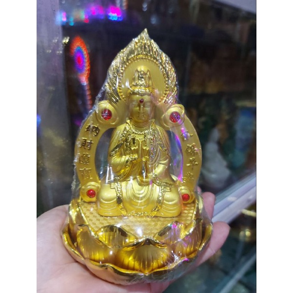 Tượng phật Quan Âm phong thủy 1 mặt đế sen 12cm, thích hợp để xe hơi