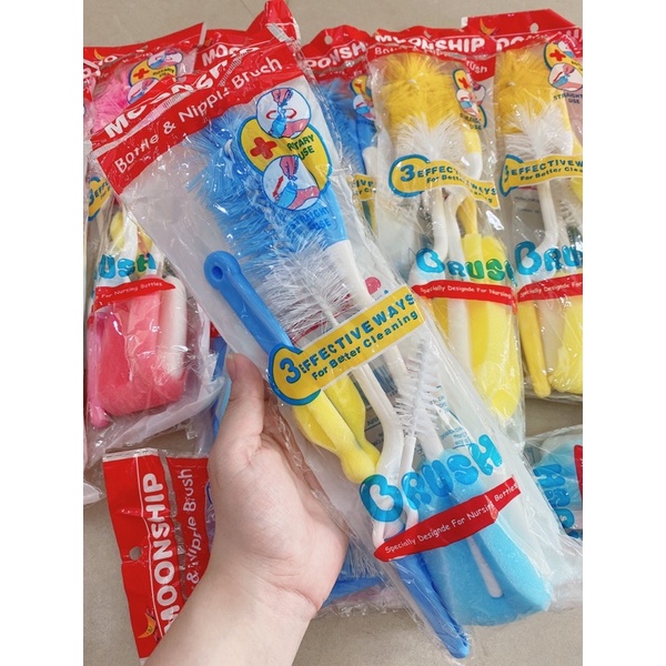 Set 4 Món cọ rửa bình sữa cho bé Moonship