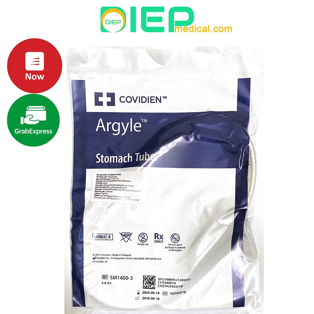 ✅ ARGYLE STOMACH TUBE SIZE 12Fr/14Fr/16Fr/18Fr - Dây nuôi ăn mũi - dạ dày (hãng Covidien)