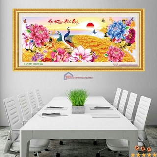 Tranh đính đá công hoa khai phú quý 1m11 x 50cm