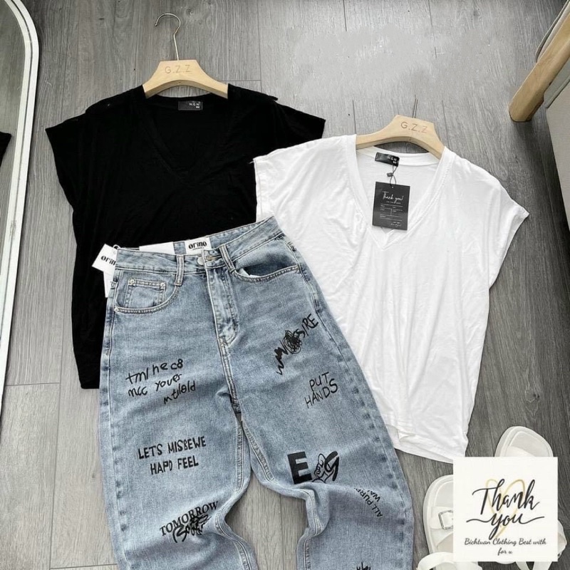 ÁO THUN CỔ TIM TAY CÁNH DƠI