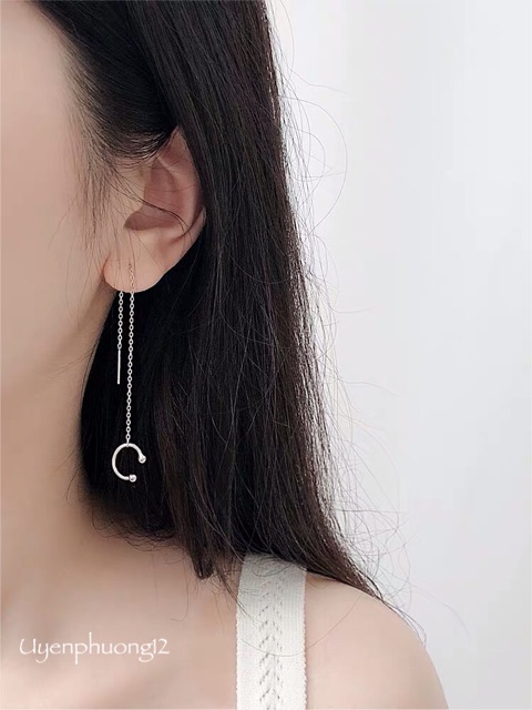 1 chiếc bông tai khuyên tai vành dây 30% bạc, không cần bấm lỗ