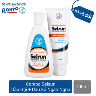 Combo dầu gội chống gàu hết ngứa da đầu và dầu xả dưỡng tóc Selsun 100ml + Tặng 5 Gói Dầu Gội Selsun
