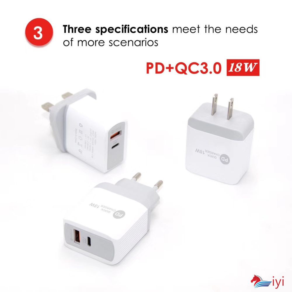 Củ Sạc Nhanh Pd 18w Type-C Tương Thích Với Qc3.0 Usb