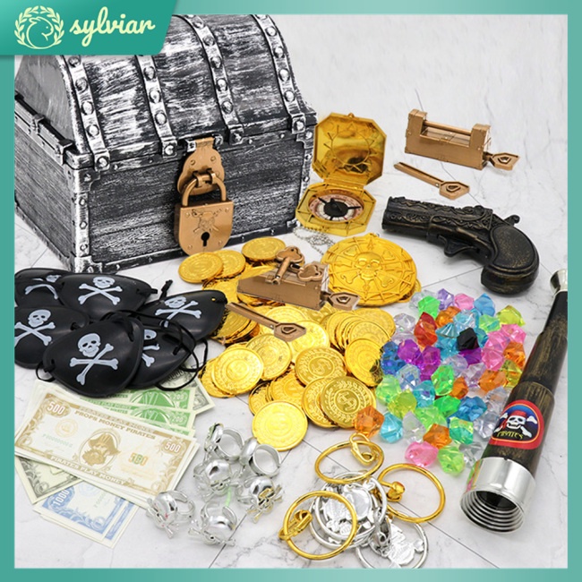 [sylviar] Đồ Chơi Rương Kho Báu Hải Tặc Bằng Nhựa Cổ Điển Cỡ Lớn Dành Cho Trẻ Em Dự Tiệc