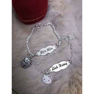 Vangbacminna- Lắc tay chân bạc ta khắc chữ