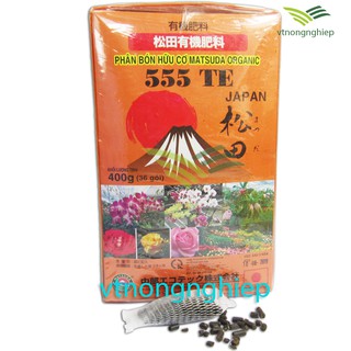 Phân bón hữu cơ Matsuda organic 555+te (npk 4-3-3), hộp 400(g), túi lưới